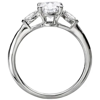 *** Lab Grown Diamond *** Diamond Semi-Mount 3-Stone Engagement Ring 160130-RD100LG