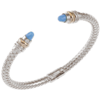 Alisa Faceted Turquoise cabochons Sterling Traversa Spring Cuff Bracelet, Yellow Gold Rondelles VHB 416 FTQ