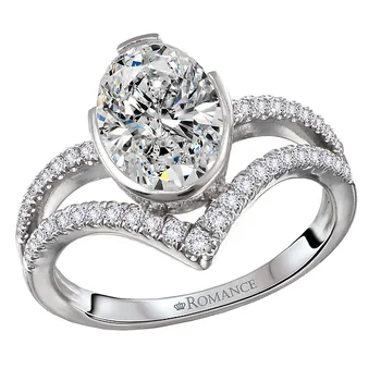 Diamond Split V-Curved Semi-Mount Diamond Ring 160311-OV200