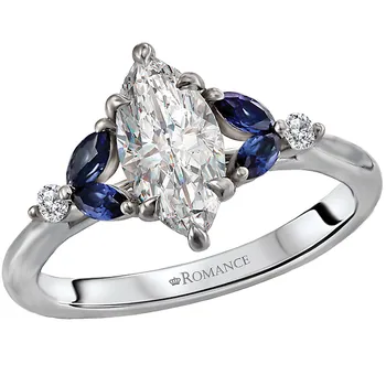 Sapphire and Diamond Semi-Mount Engagement Ring 160125-MQ100SPH