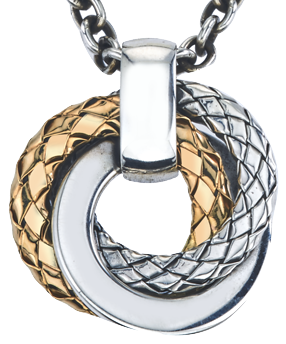Sterling & Yellow Gold Traversa & Shiny Love Knot Pendant