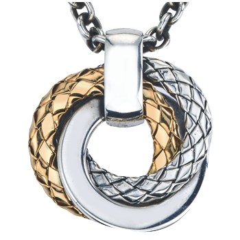 Sterling & Yellow Gold Traversa & Shiny Love Knot Pendant VHP 1419