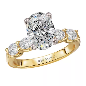 4 Prong Peg Head Semi-Mount Lab Grown Diamond Engagment Ring 160309-OV200YLG