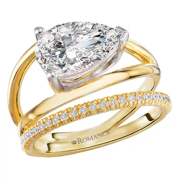 Three Row Open Shank Semi-Mount Diamond Engagement Ring 160291-PS200Y