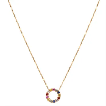 14kt Diamond & Gem Circle Necklace 252004-DSY