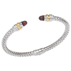 Alisa Faceted Garnet cabochons Sterling Traversa Spring Cuff Bracelet, Yellow Gold Rondelles VHB 416 FG