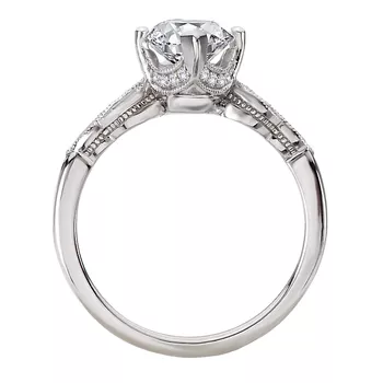 Diamond and Milgrain Detailed Semi-Mount Engagement Ring 160301-MQ200