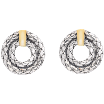 Single Station Yellow Gold Rondelle Open Double Round Sterling Traversa Button Earrings VHE 820