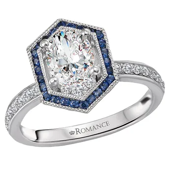 Halo Semi Mount Diamond and Gemstone Ring 119257-HO100K
