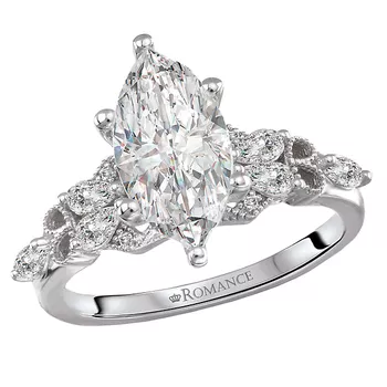 Classic Semi-Mount Diamond Engagement Ring with Milgrain Design 160354-MQ200
