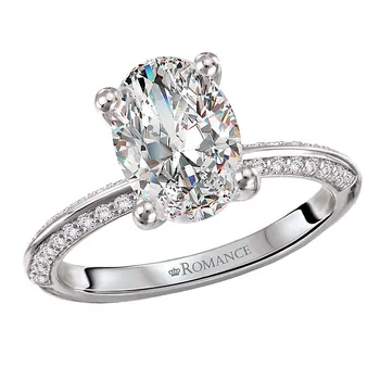 Knife Edge Banded Semi-Mount Diamond Engagement Ring 160305-OV200