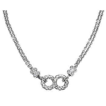 Sterling Traversa Infinity Loop Center with Double Diamond Rondelles Necklace VHN 1383 D