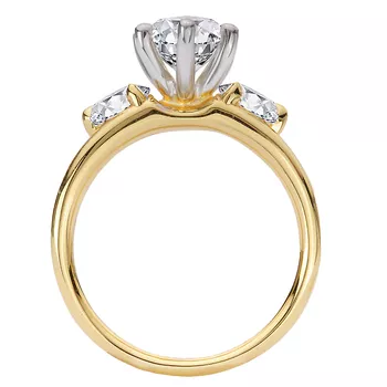 Three Stone Split Shank Diamond Engagement Ring 160345-MQ200Y