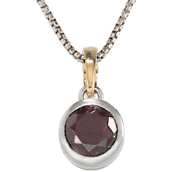 Round Garnet Traversa Sterling Pendant with Yellow Gold Bail VHP 593 FG