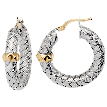 Single Yellow Gold Rondelle Sterling Linea Round Hoop Earrings VHE 1465