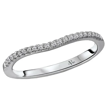Cruved Front Diamond Wedding Band 160111-W