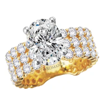Triple Row Band Semi-Mount Diamond Engagement Ring 160314-OV300Y