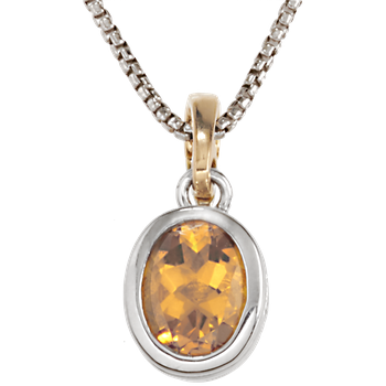 Oval Citrine Traversa Sterling Pendant with Yellow Gold Bail VHP 595 FC
