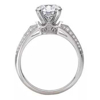 Art Deco Crown Diamond Engagement Ring 160324-RD150