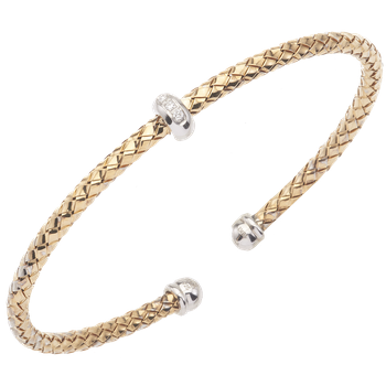 Single Diamond Rondelle Yellow Gold Traversa Cuff Bracelet VHB 1338 D CF