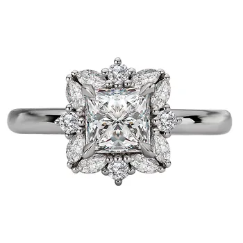 Semi-Mount Diamond Halo Engagement Ring 160190-PC100