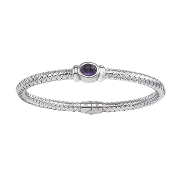 Faceted Amethyst Sterling Traversa Spring Bangle Bracelet VHB 1305 FA