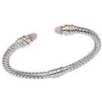 Alisa Faceted Pink Opal cabochons Sterling Traversa Spring Cuff Bracelet, Yellow Gold Rondelles VHB 416 FPO