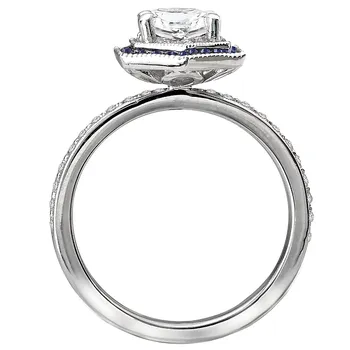 Halo Semi Mount Diamond and Gemstone Ring 119257-HO100K